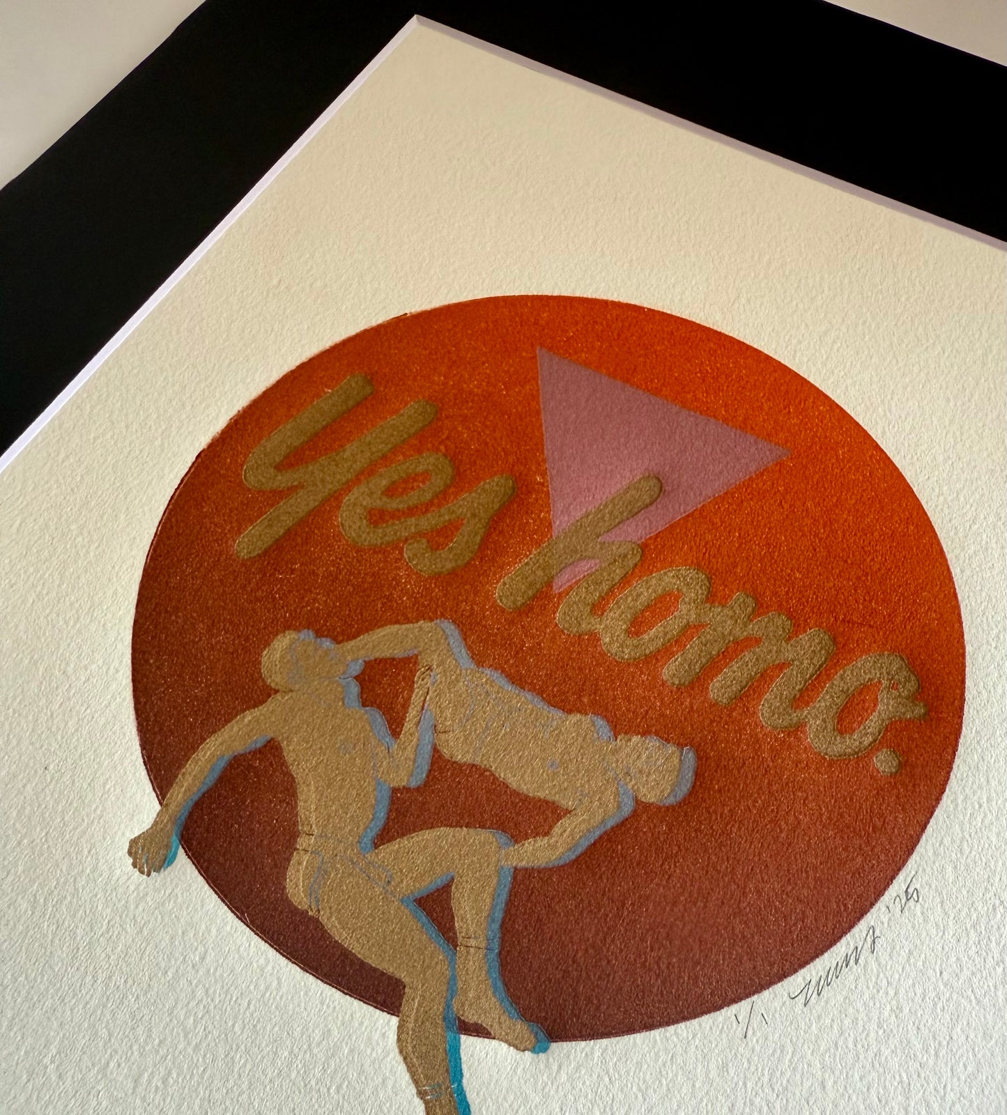 Gold “Yes Homo” Socks & Jocks. 8x10 Art in 11x14 Mat.