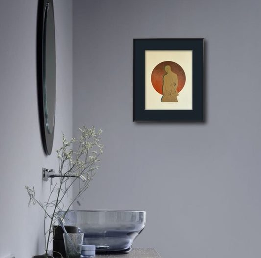 "The Gold Standard". Burgundy Circle. 8x10 Art in 11x14 Mat.