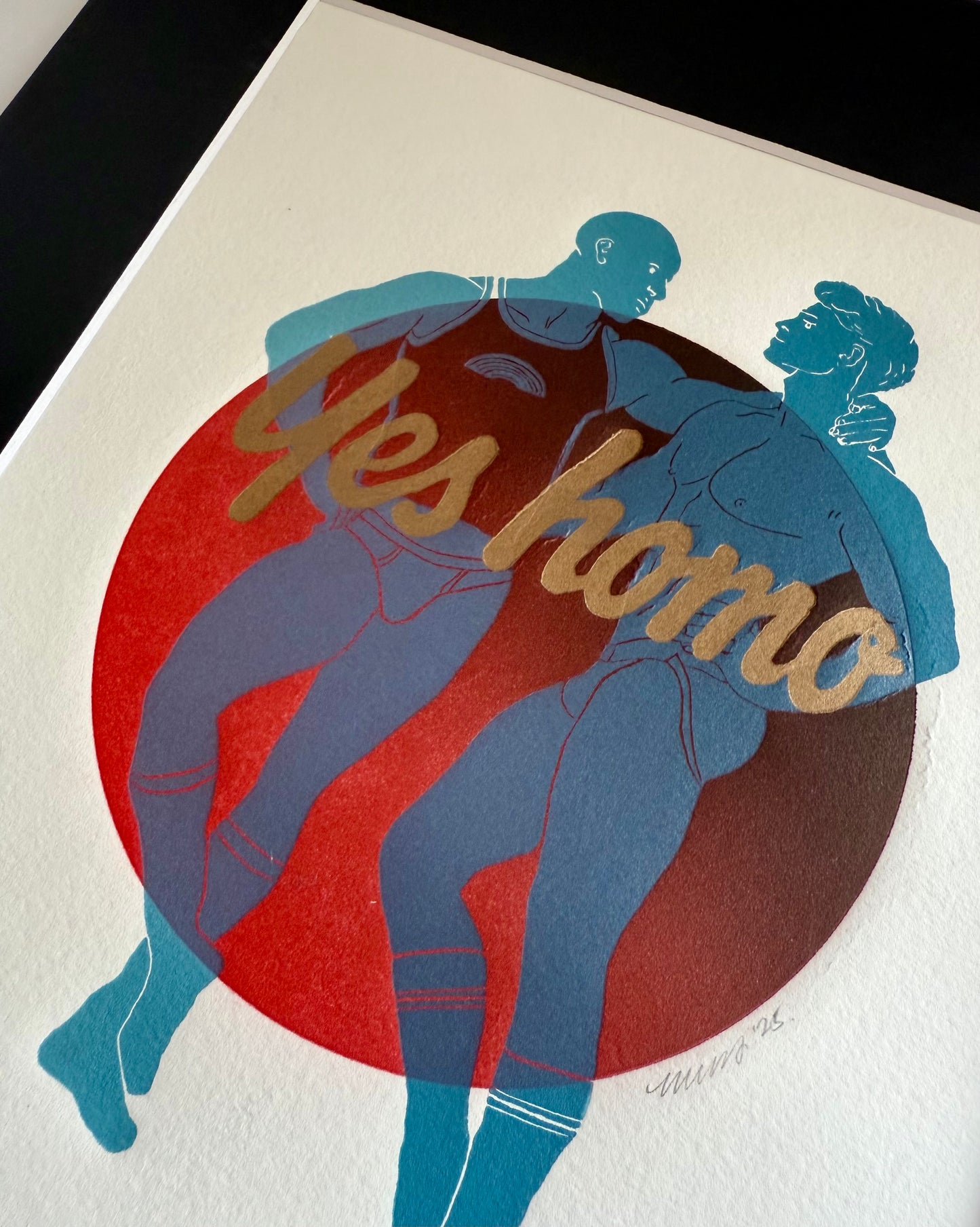 “Yes Homo” Couple. 8x10 Art in 11x14 Mat.