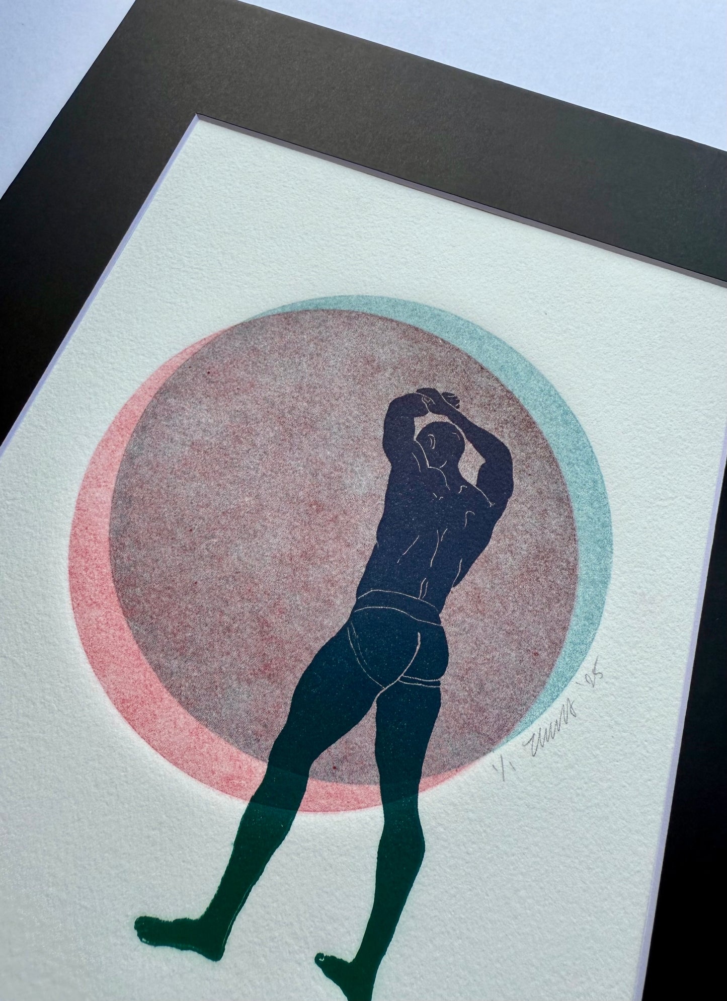 Navy Jock. Intersecting Circles. 8x10 Art in 11x14 Mat.