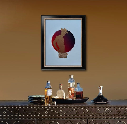 Golden Cowboy. Red Circle. 11x15 Art.