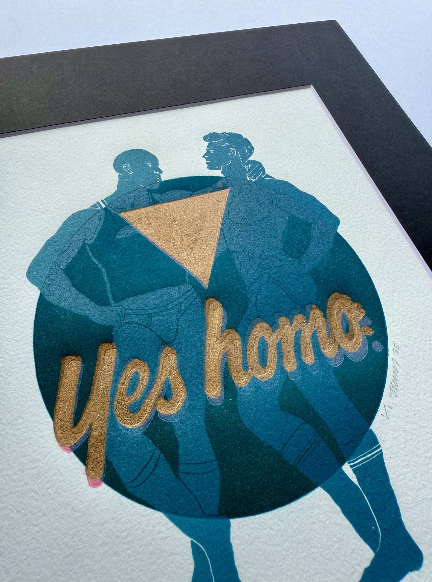 “Yes Homo”, Golden Triangle. 8x10 Art in 11x14 Mat.