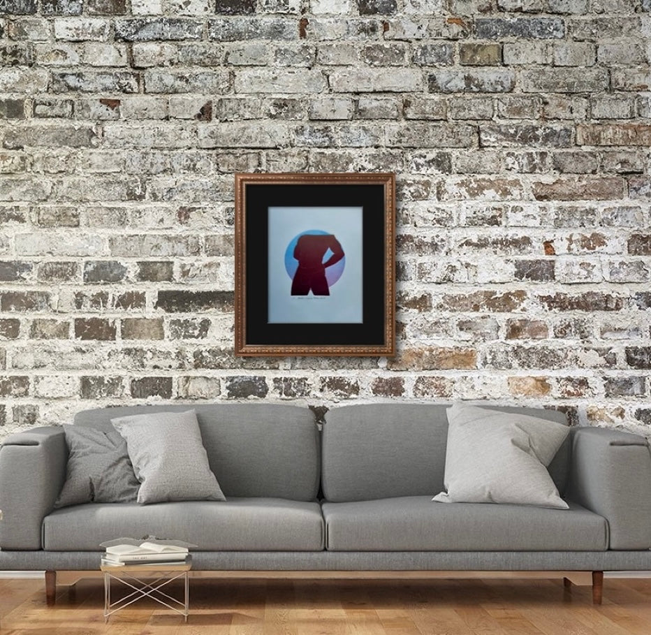 Red Torso. Blue/Purple Circle. 11x15 Art.