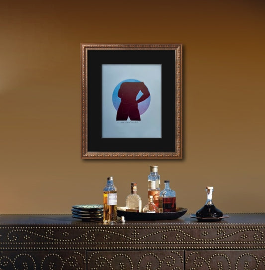 Red Torso. Blue/Purple Circle. 11x15 Art.