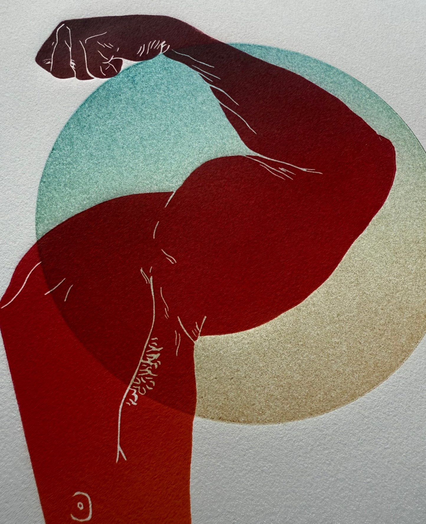 Red Bicep. Green/Blue/Purple Circle. 11x15 Art.