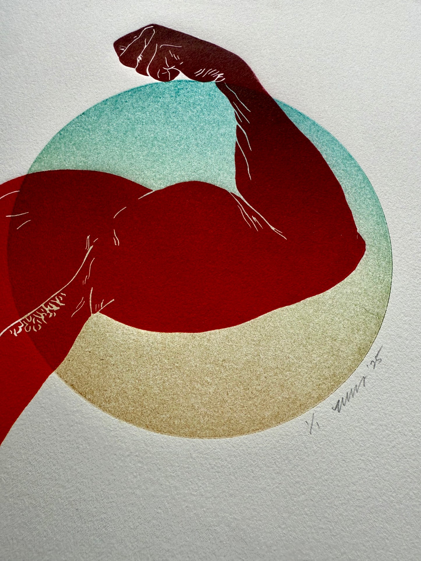 Red Bicep. Green/Blue/Purple Circle. 11x15 Art.