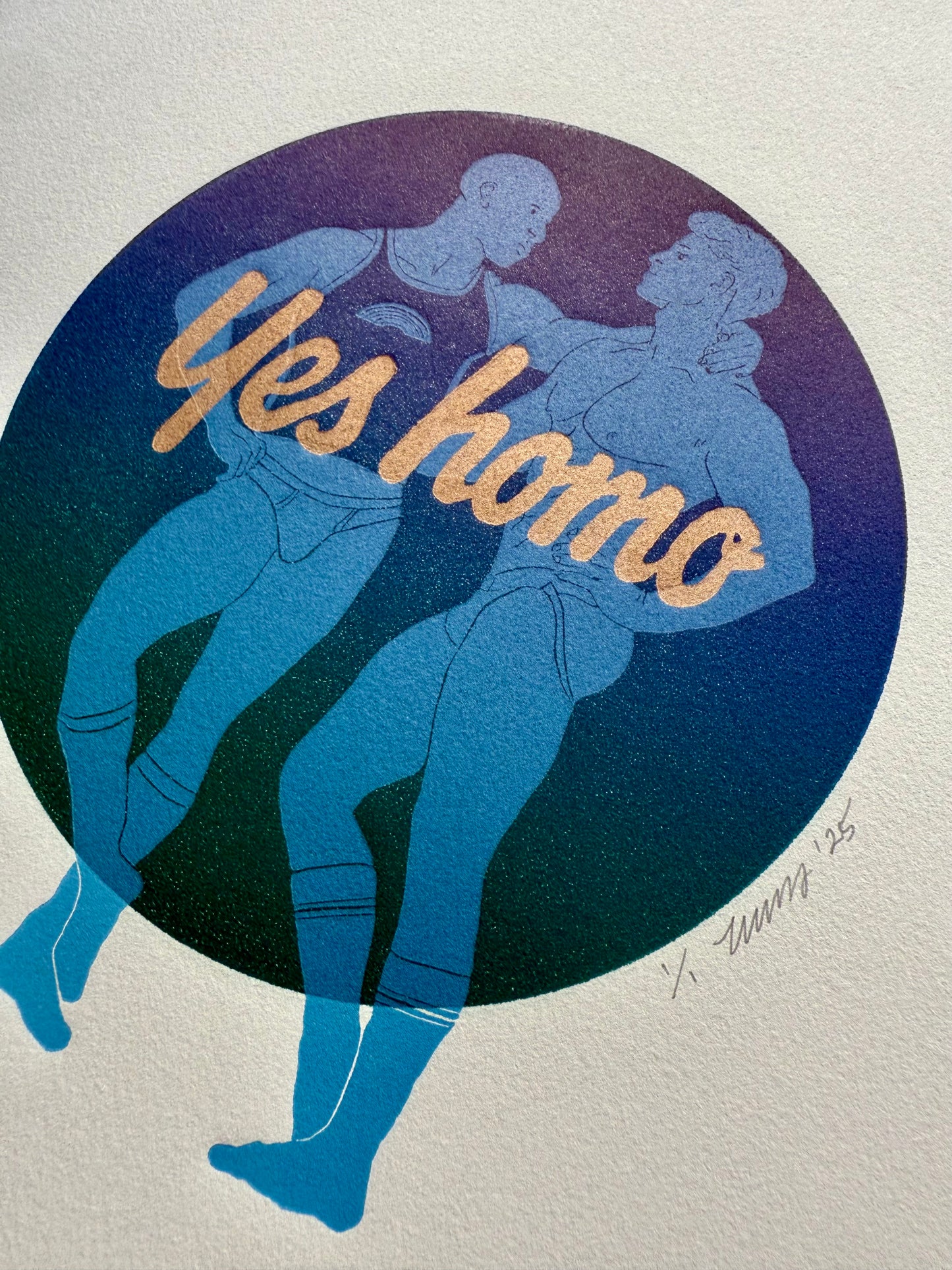 “Yes Homo”. Light Blue Couple. 11x15 Art.