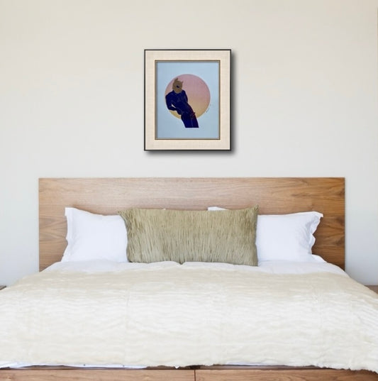 “Pup Portrait”. Red/Orange Circle. 11x15 Art.