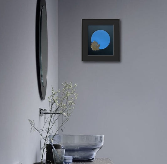 Gold Figure. Cobalt Blue. 8x10 Art in 11x14 Mat. (Matted)