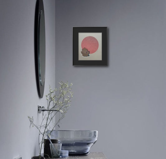 Gold Figure. Red Ombre. 8x10 Art in 11x14 Mat. (Matted)