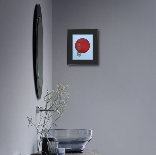 Gold & Blue Castro. Red Circle. 8x10 Art in 11x14 Mat. (Matted)