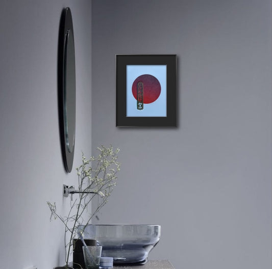 Gold & Blue Castro. Burgundy Circle. 8x10 Art in 11x14 Mat. (Matted)