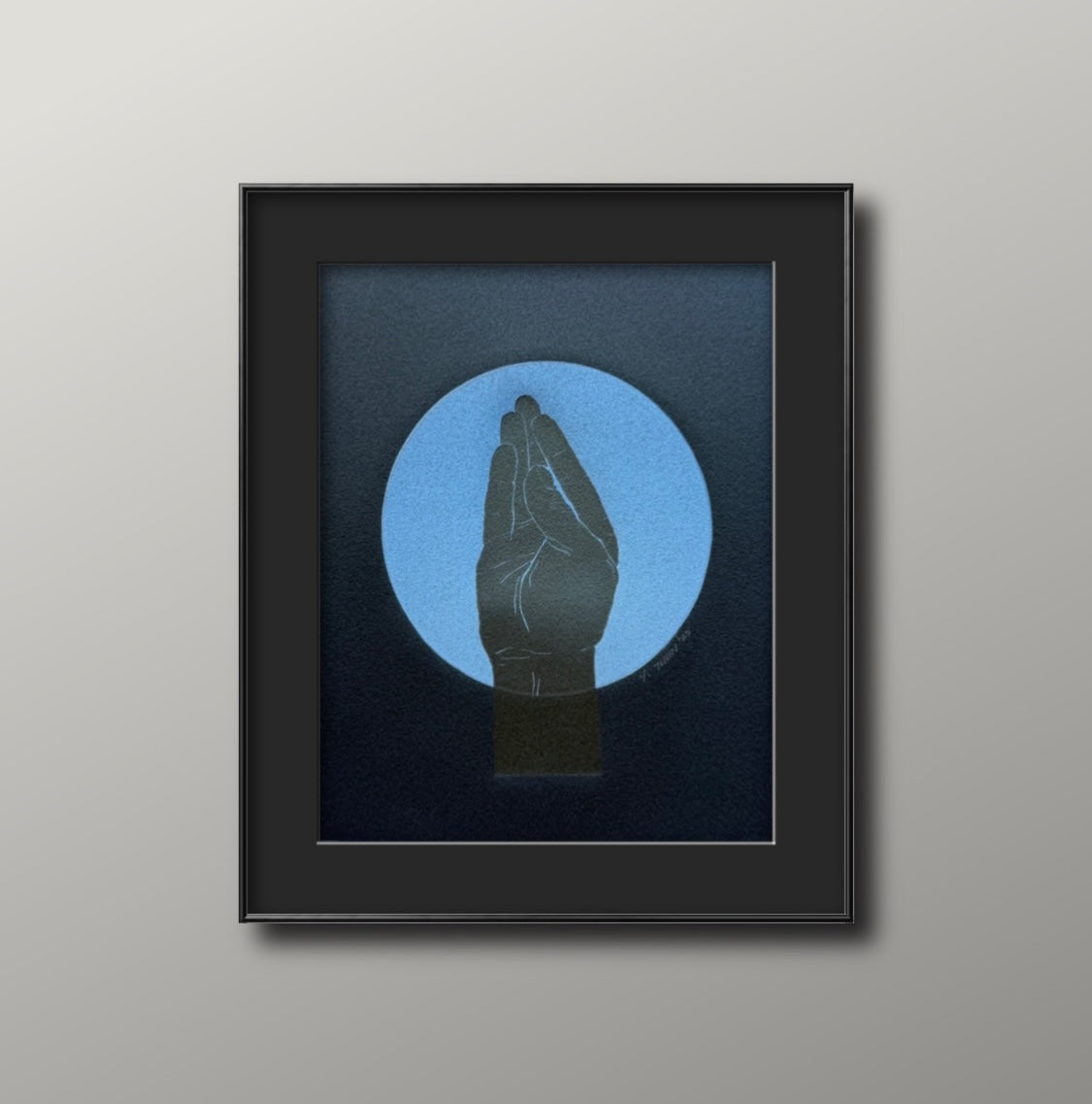 “Queen’s Wave”. Blue Circle. 8x10 Art in 11x14 Mat.