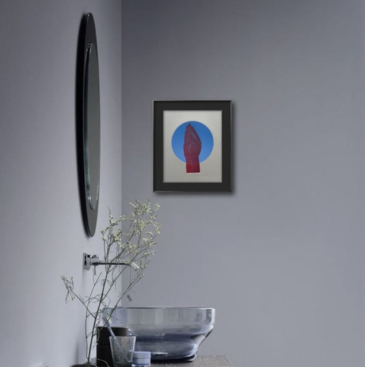 Red “Queen’s Wave”. Blue Circle. 8x10 Art in 11x14 Mat. (Matted)