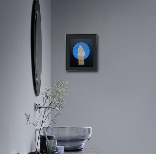 Gold “Queen’s Wave”. Blue Circle. 8x10 Art in 11x14 Mat. (Matted)