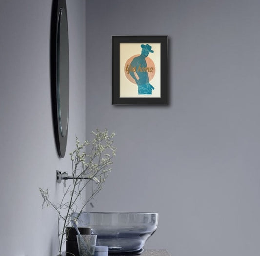 “Yes Homo” Cowboy. Red Circle. 8x10 Art in 11x14 Mat. (Matted)