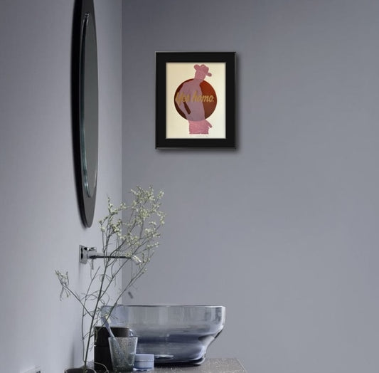 “Yes Homo” on Pink Cowboy. 8x10 Art in 11x14 Mat.