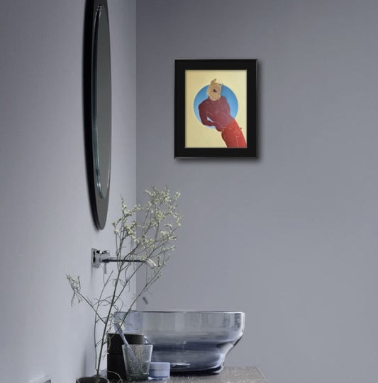 “Pup Portrait”. Gold Mask. 8x10 Art in 11x14 Mat. (Matted)