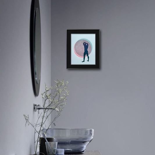 Navy Jock. Intersecting Circles. 8x10 Art in 11x14 Mat.