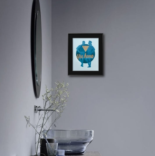 “Yes Homo”, Golden Triangle. 8x10 Art in 11x14 Mat.