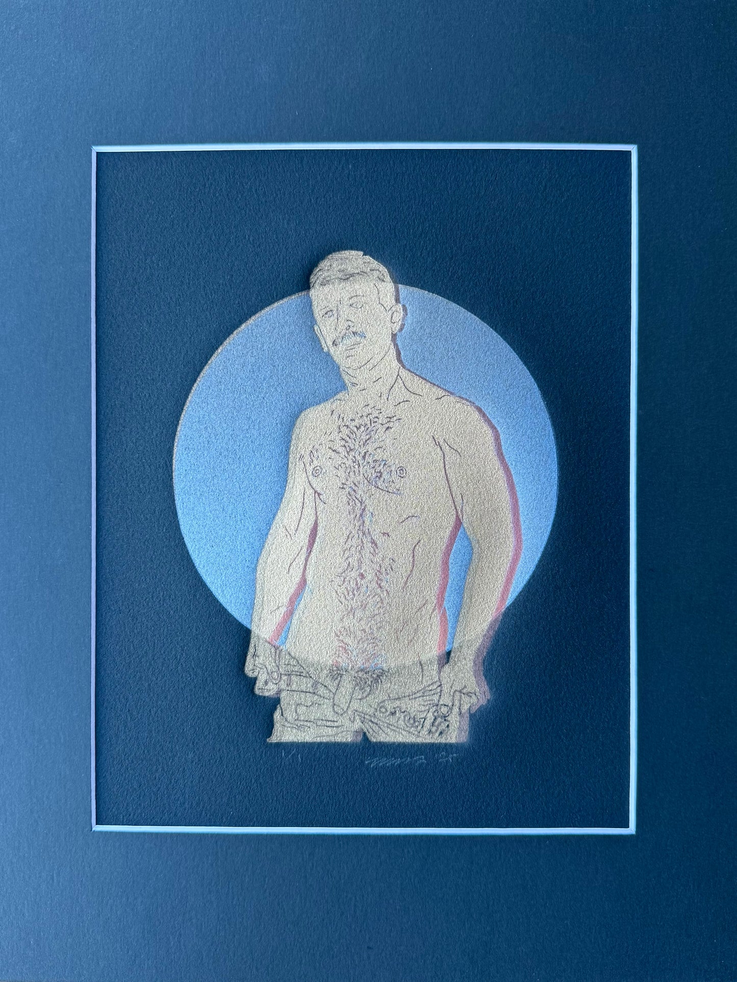Golden Daddy. Cobalt Blue Ombre. 8x10 Art in 11x14 Mat.