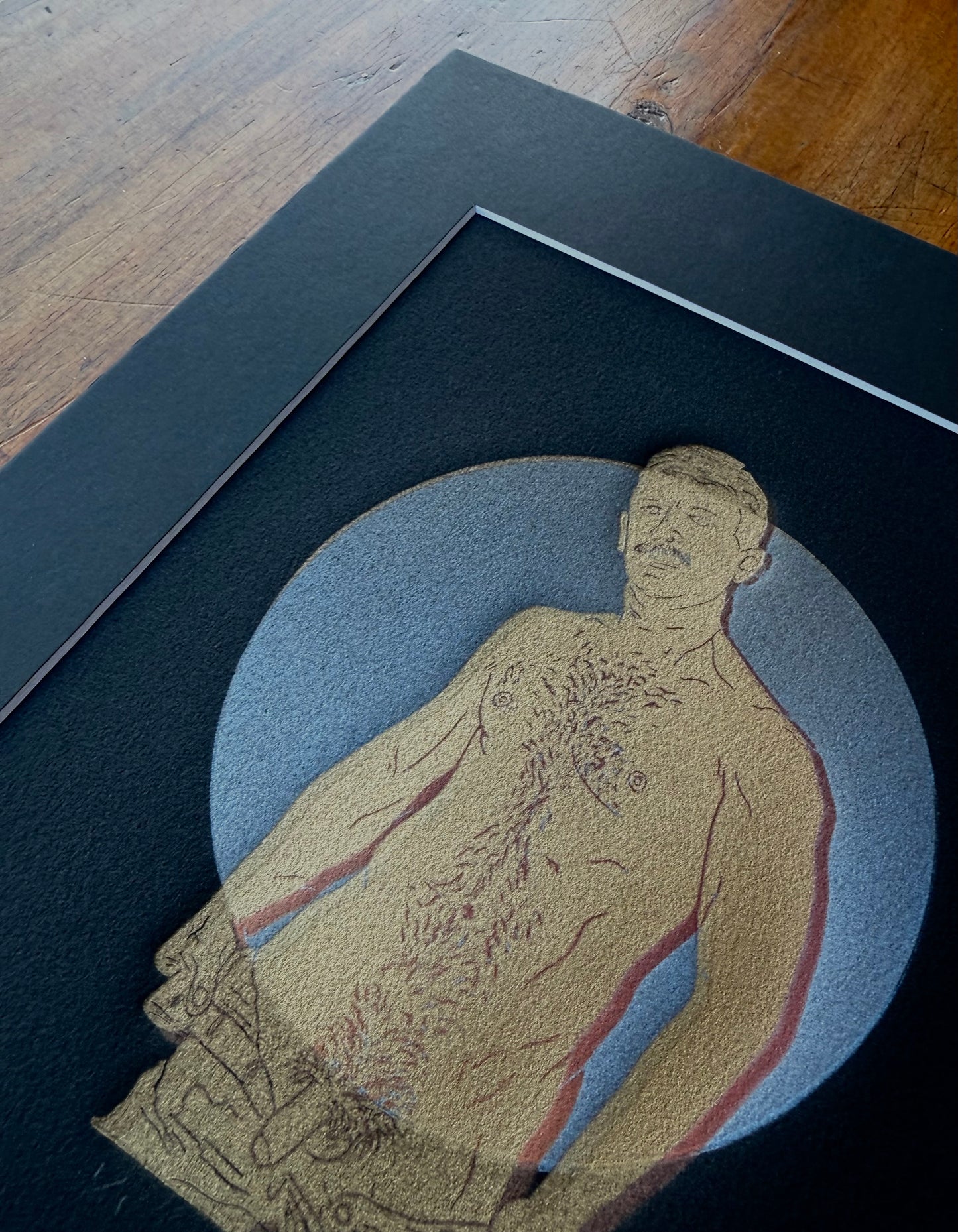 Golden Daddy. Cobalt Blue Ombre. 8x10 Art in 11x14 Mat.
