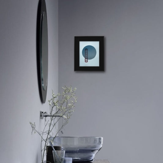 Red Castro Sign. Silver/Blue Circle. 8x10 Art in 11x14 Mat. (Matted)