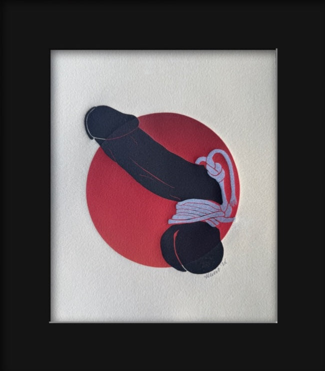Bound with Silver Tassels. Red Circle. 8x10 Art in 11x14 Mat.