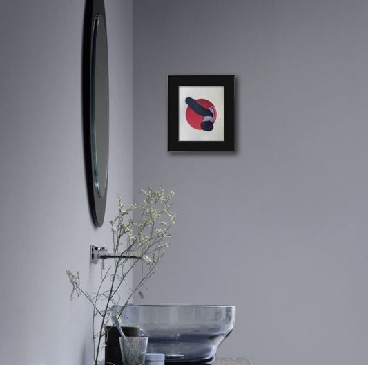 Bound with Silver Tassels. Red Circle. 8x10 Art in 11x14 Mat. (Matted)