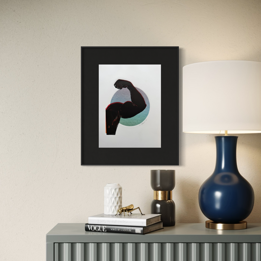 “Flex”. Black Bicep. Red Outline. 11x15 Art. Unmatted.