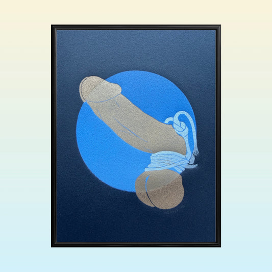 "Golden with Silver Binding”. Blue Circle. 8x10 Art. Unmatted.