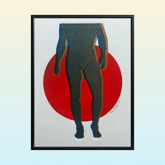 “Brief Encounter - No. 6”. Blue Figure, Gold Outline. 8x10 Art. Unmatted.