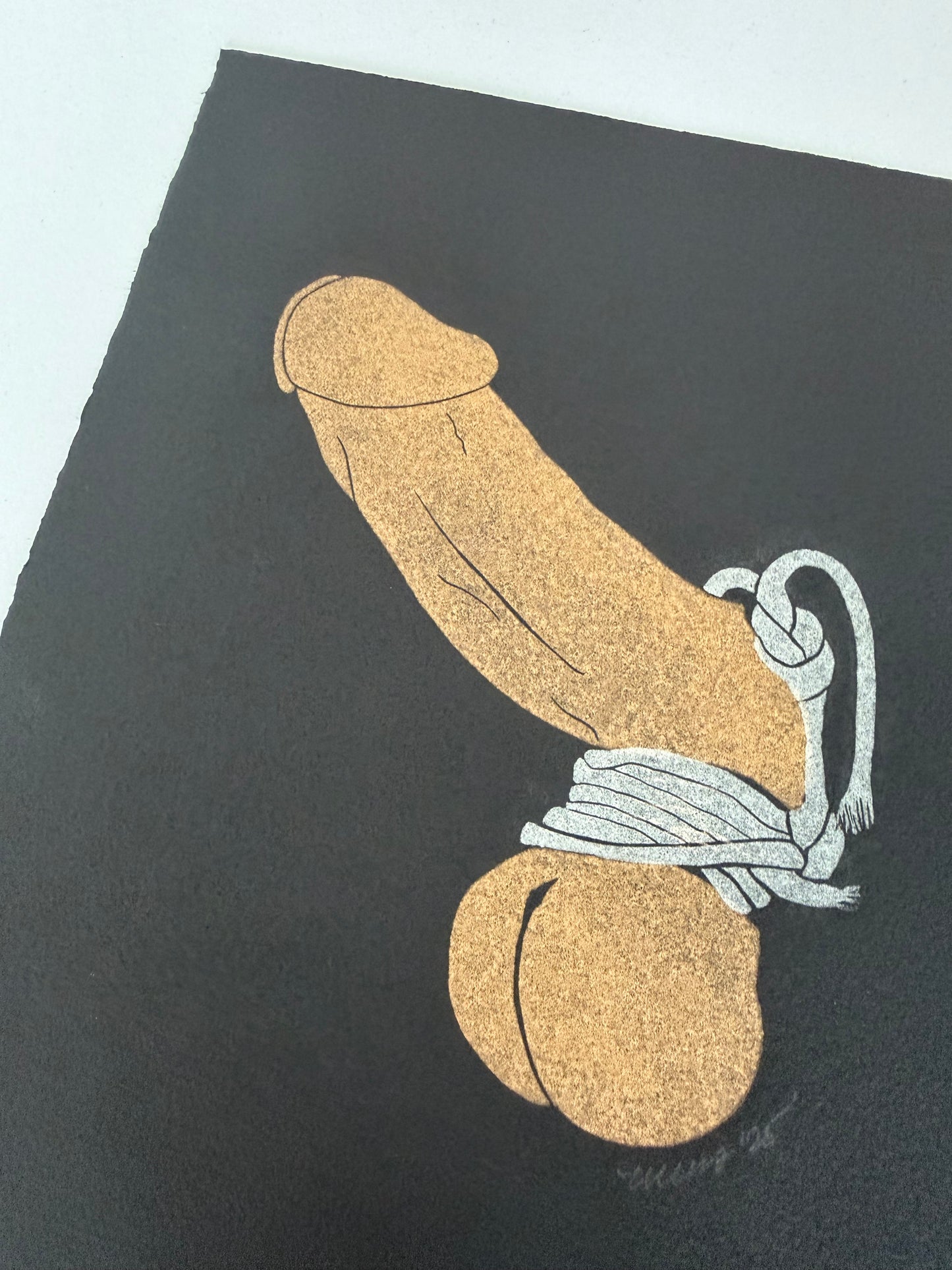 Golden & Bound - Silver Tassels” on Black Paper. 8x10 Art. Unmatted.