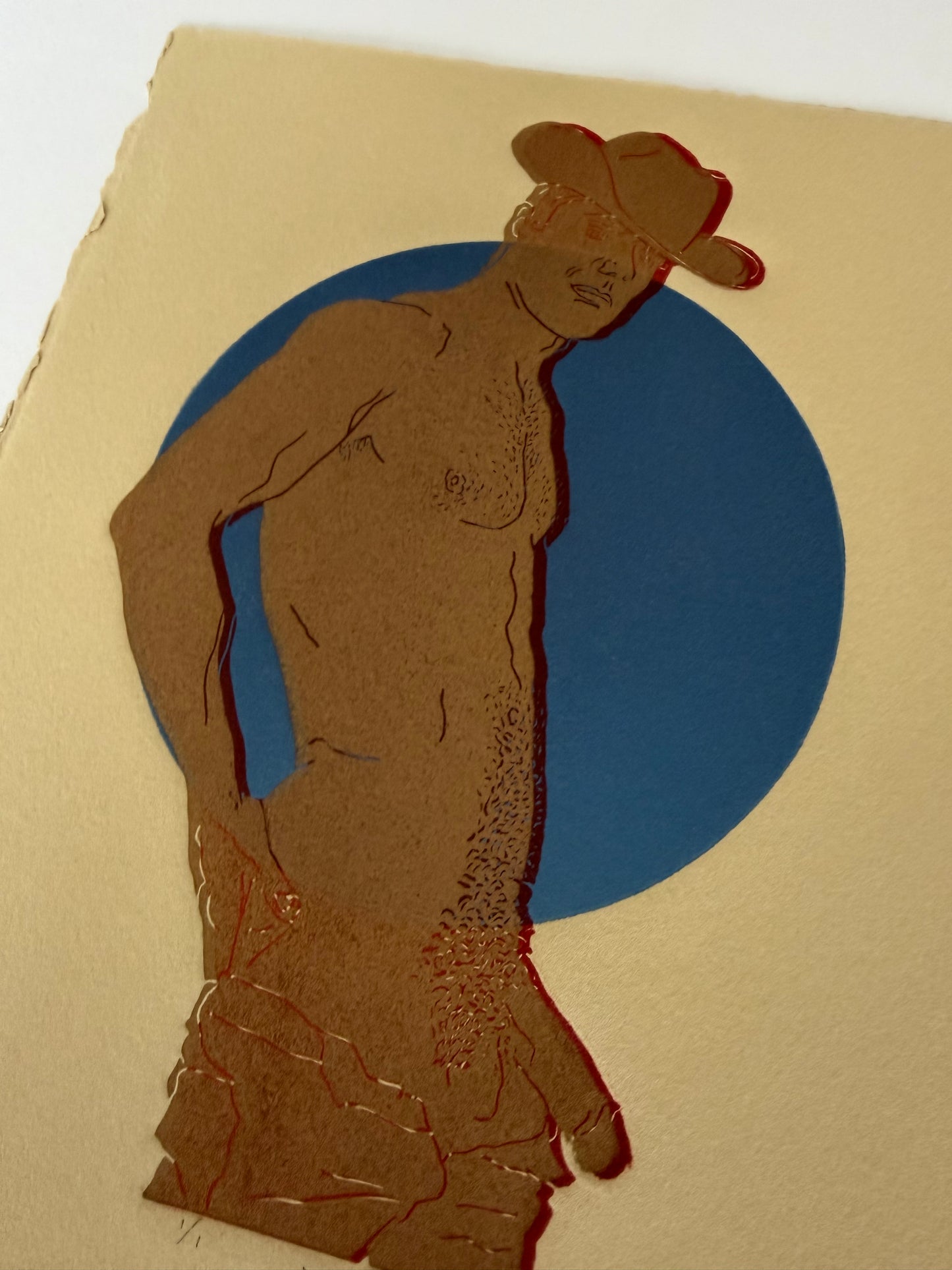 “Golden Cowboy” on Tan Paper. 8x10 Art. Unmatted.