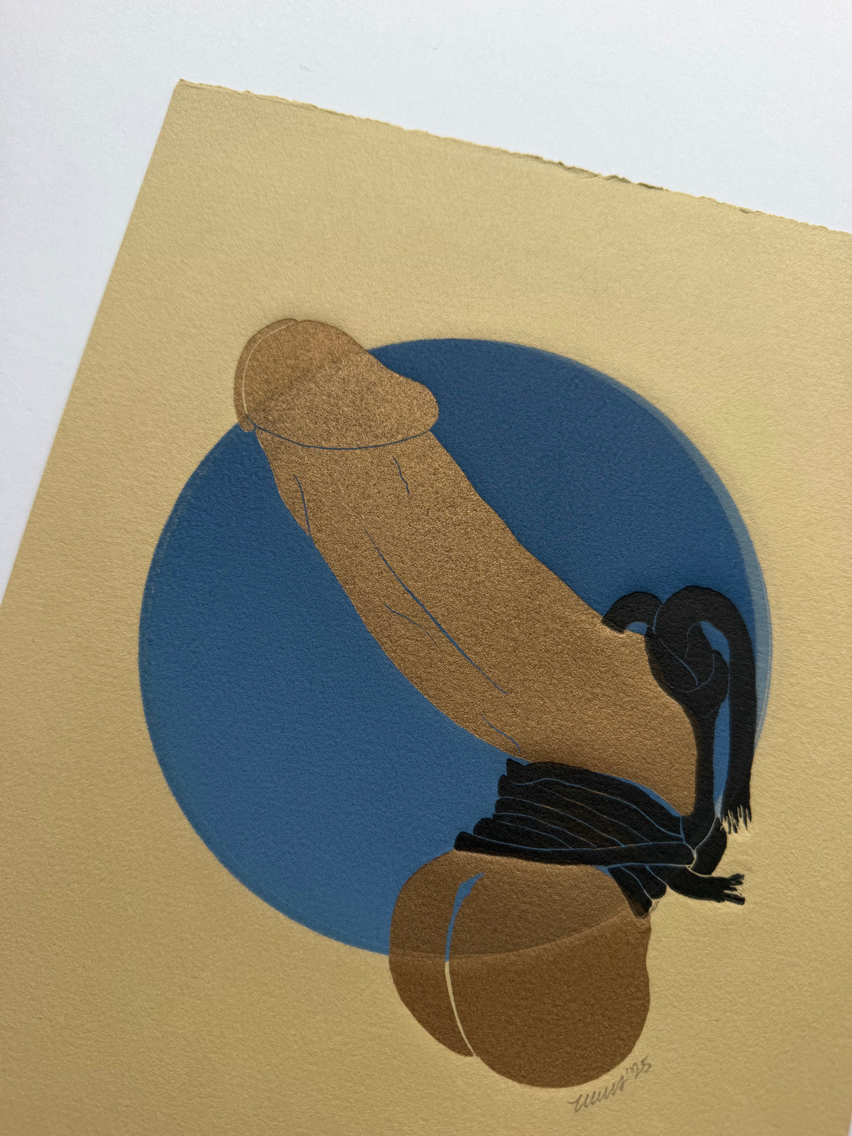 “Golden & Bound - Black Tassels” on Tan Paper. 8x10 Art. Unmatted.