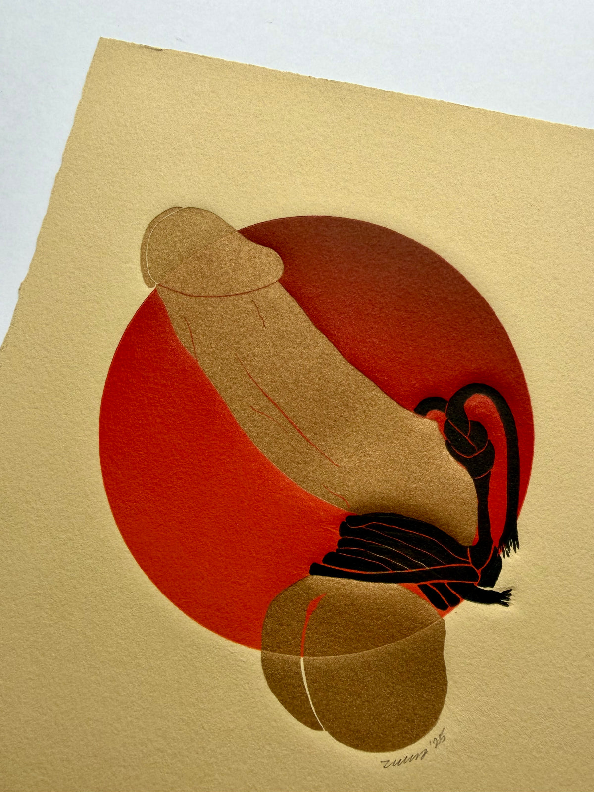 “Golden & Bound - Black Tassels”. Tan Paper. 8x10 Art. Unmatted.