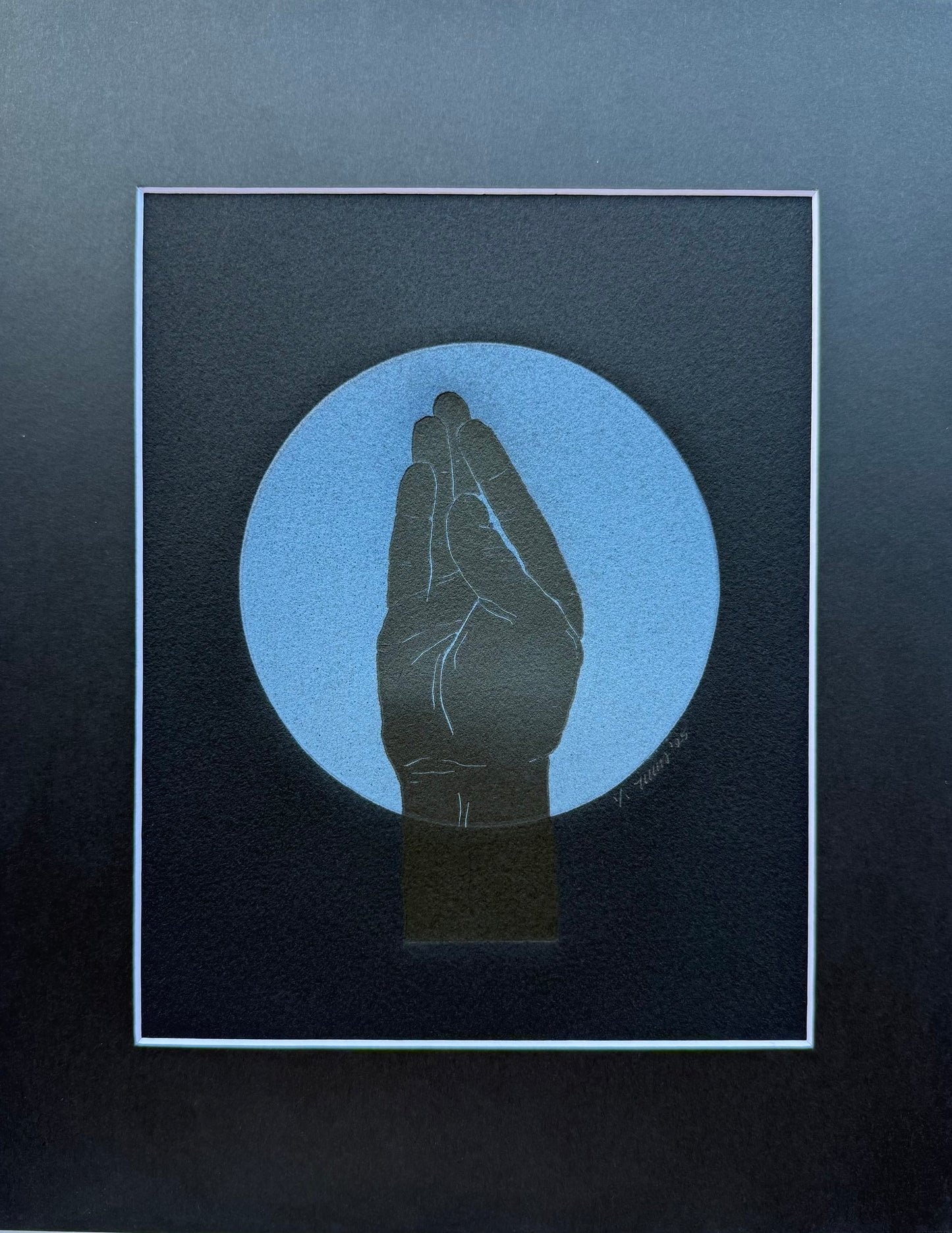 “Queen’s Wave”. Blue Circle. 8x10 Art in 11x14 Mat.