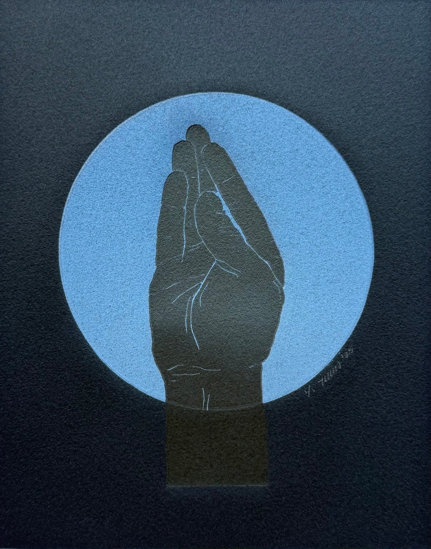 “Queen’s Wave”. Blue Circle. 8x10 Art in 11x14 Mat.