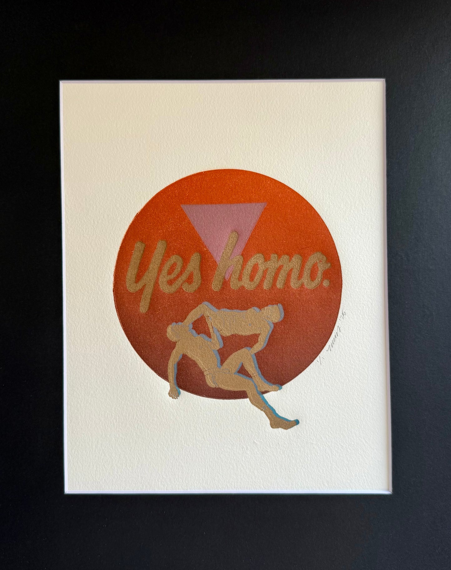 Gold “Yes Homo” Socks & Jocks. 8x10 Art in 11x14 Mat.
