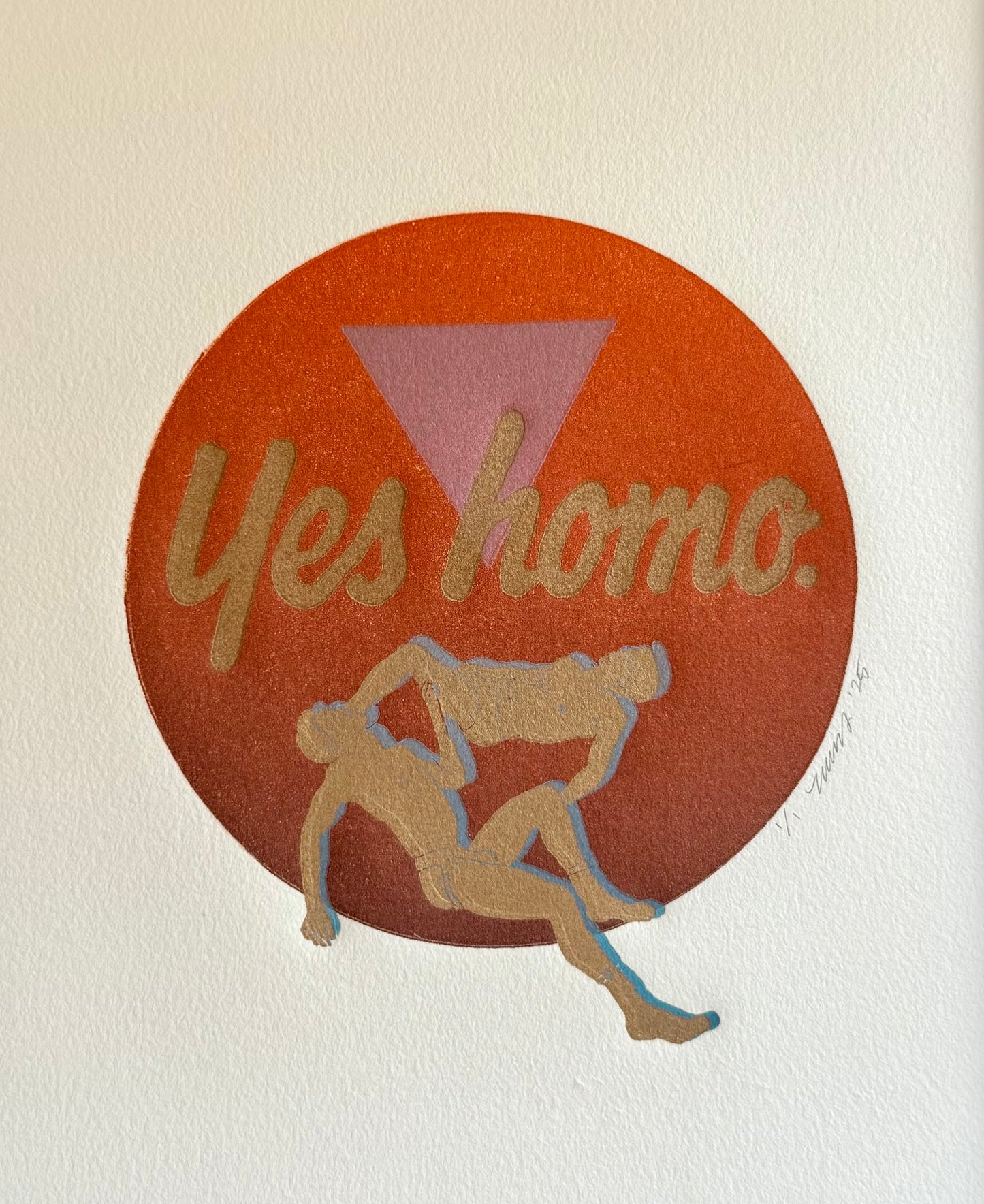 Gold “Yes Homo” Socks & Jocks. 8x10 Art in 11x14 Mat.
