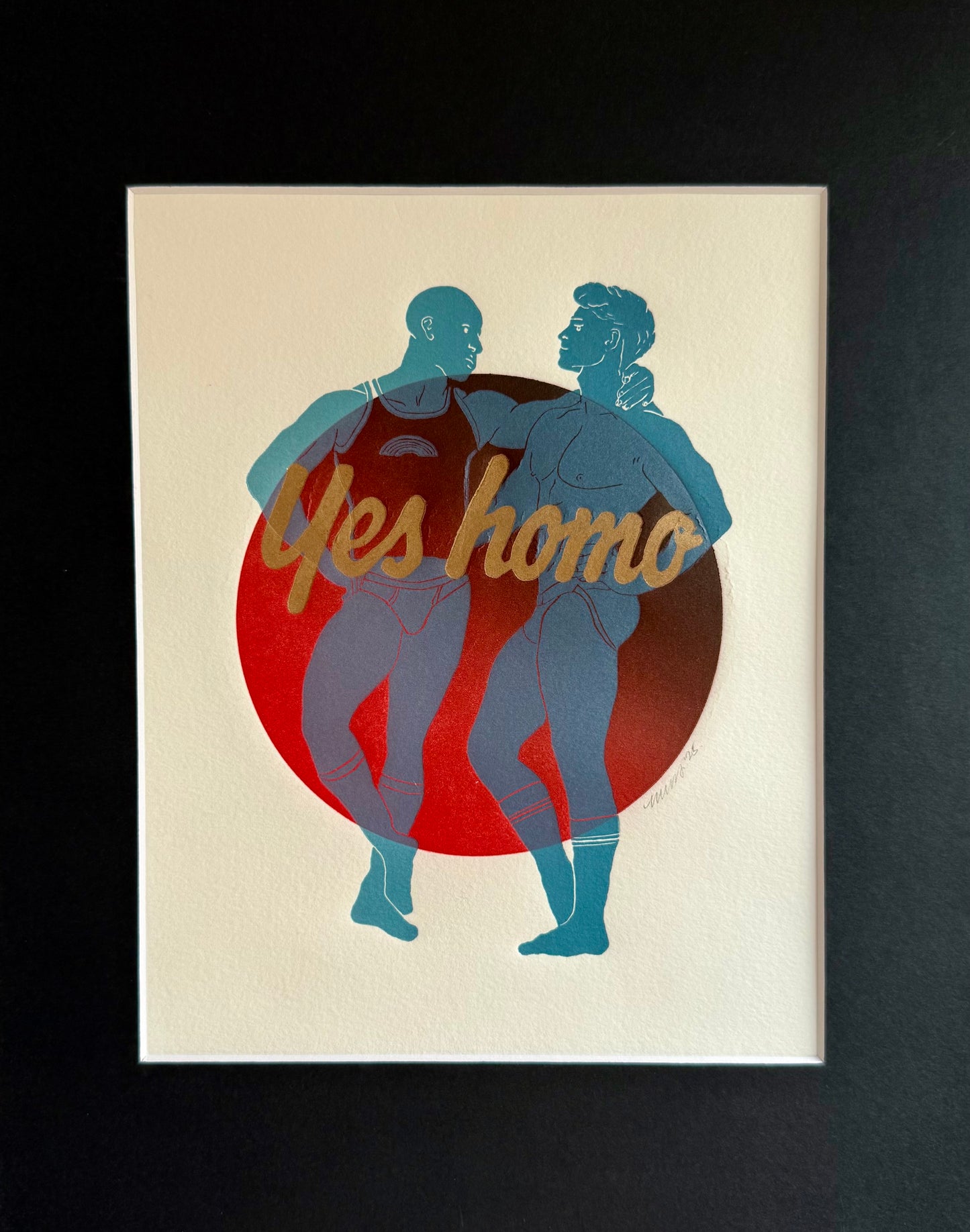 “Yes Homo” Couple. 8x10 Art in 11x14 Mat.
