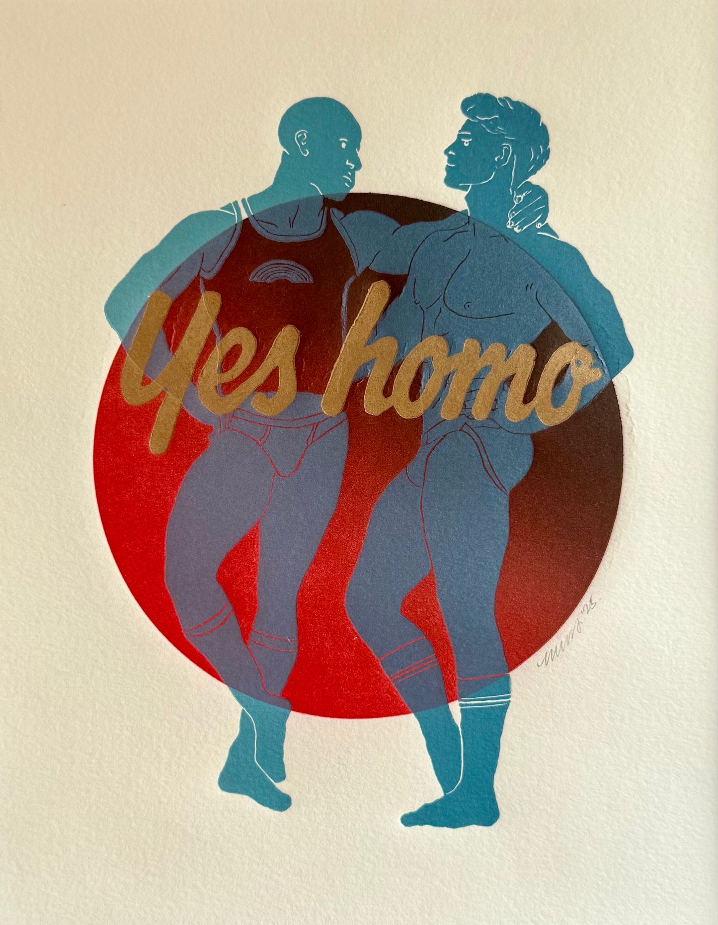 “Yes Homo” Couple. 8x10 Art in 11x14 Mat.