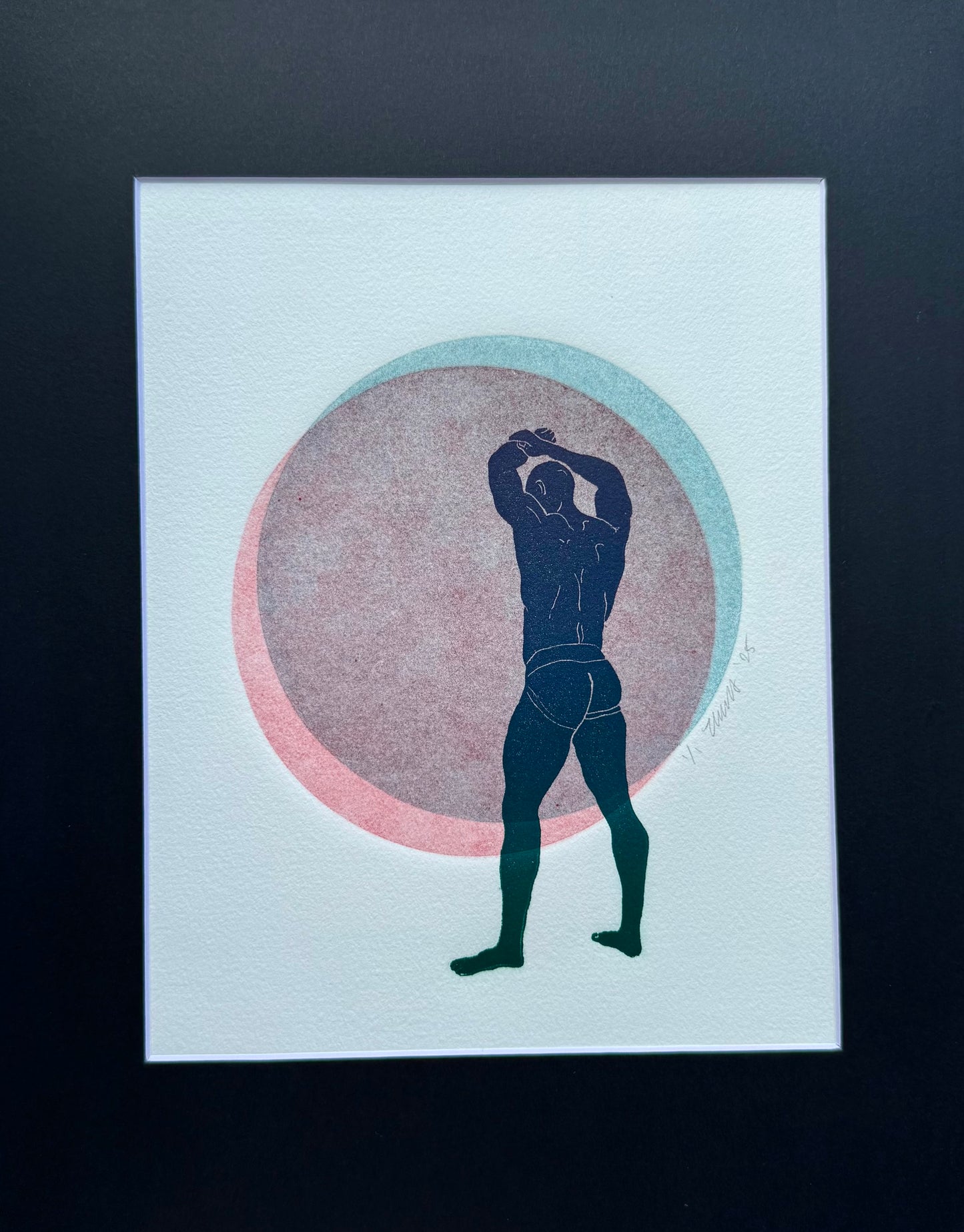 Navy Jock. Intersecting Circles. 8x10 Art in 11x14 Mat.