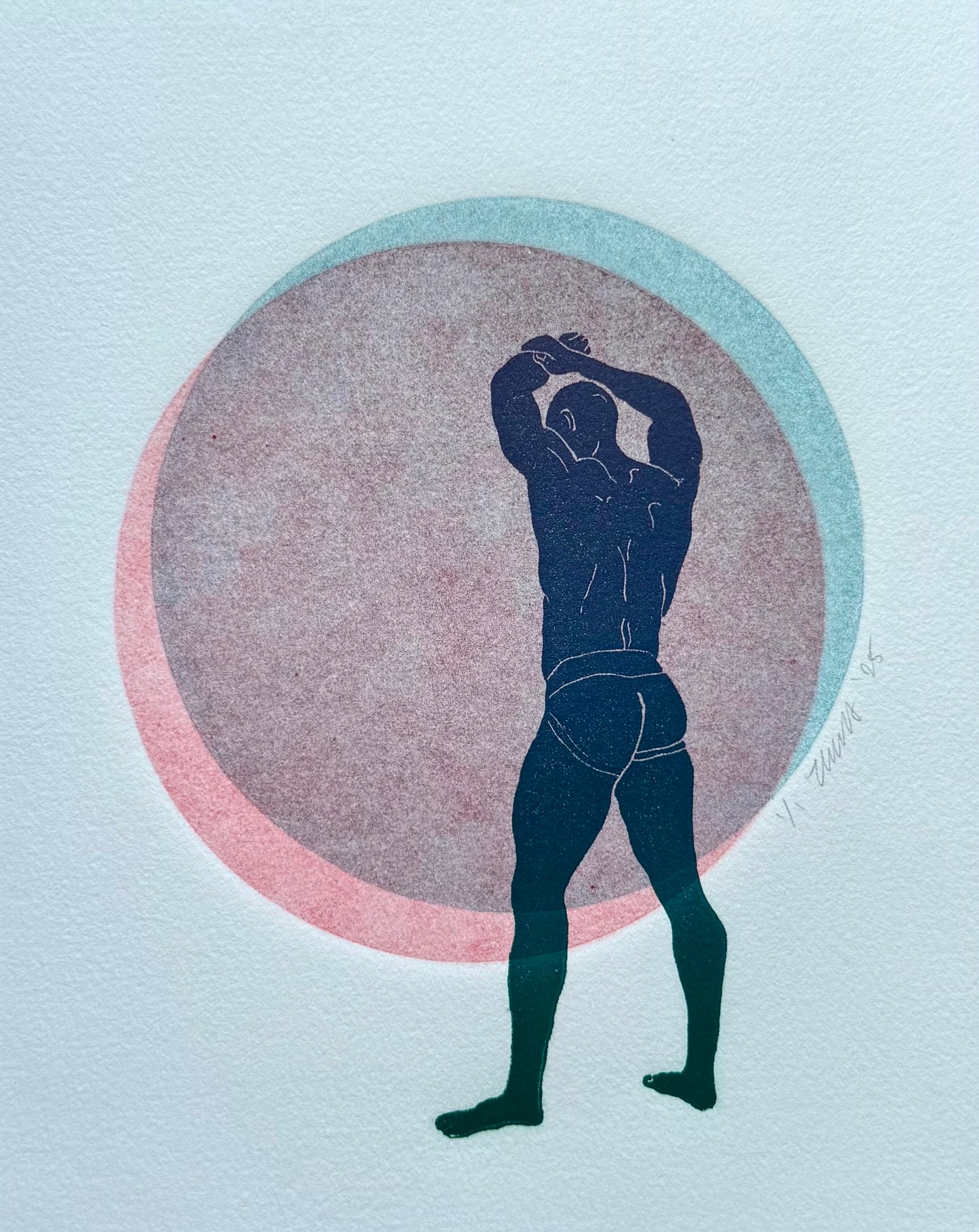 Navy Jock. Intersecting Circles. 8x10 Art in 11x14 Mat.