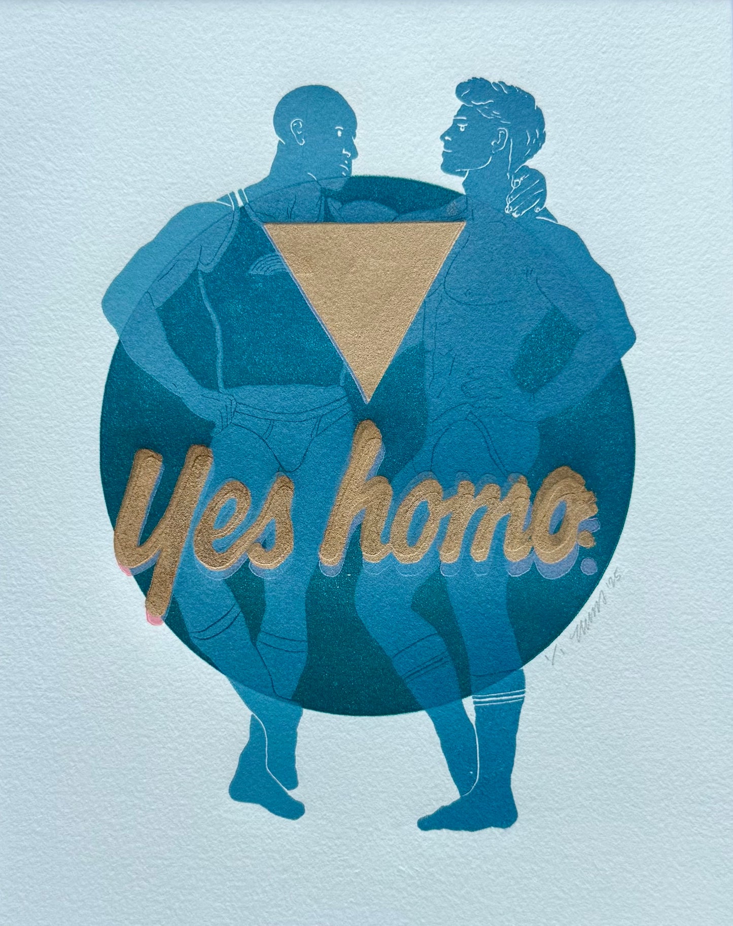 “Yes Homo”, Golden Triangle. 8x10 Art in 11x14 Mat.