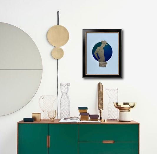 Golden Cowboy. Emerald/Cobalt Circle. 11x15 Art.