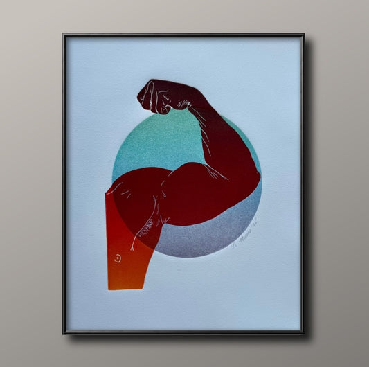 Red Bicep. Green/Blue/Purple Circle. 11x15 Art.