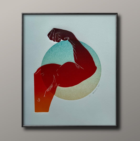 Red Bicep. Green/Blue/Purple Circle. 11x15 Art.