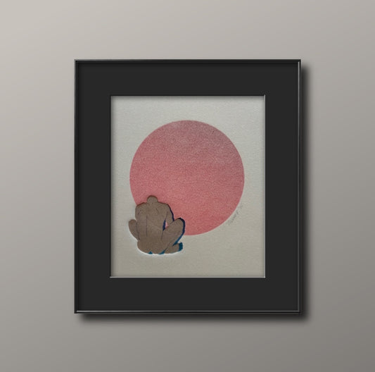 Gold Figure. Red Ombre. 8x10 Art in 11x14 Mat.