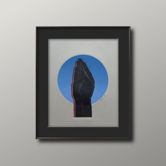 Queen's Wave. Blue Circle. 8x10 Art in 11x14 Mat.